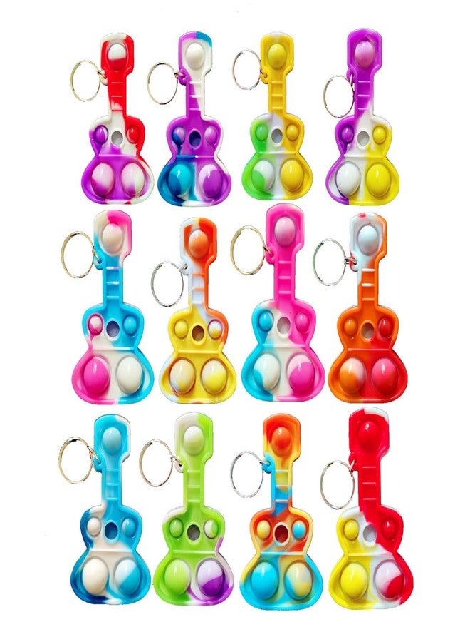 Roaqua Students Gifts Mini pop Bulk Guitar Fidget Keychain,for Boys and Girls Kids Birthday Party Favors Supplies and Classroom Prize (30 Packs) - Image 1